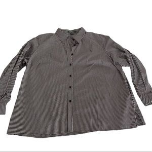 Size 2X LAUREN Ralph Lauren black shirt with white stripes, black knit buttons